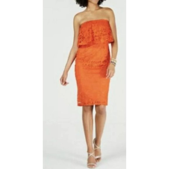Thalia Sodi Plus Size Orange Lace Dress - Picture 1 of 2